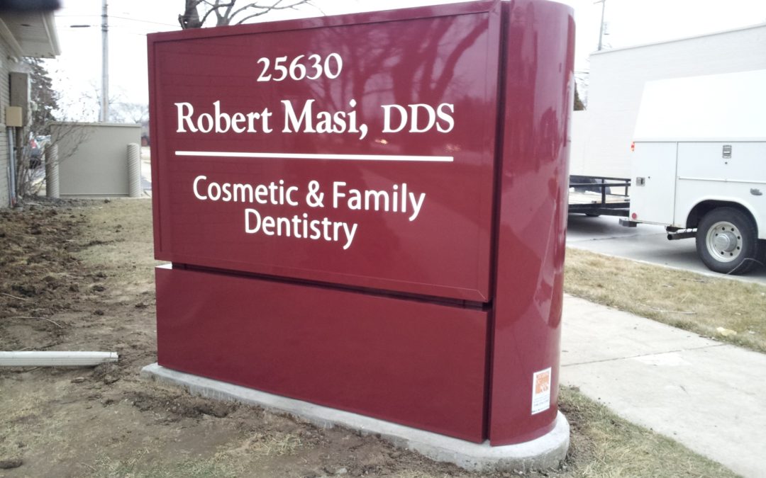 Robert Masi Dentist Painted Aluminum Acrylic Face Sign – St. Clair Shores Michigan