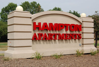 Hampton Apartment Ground Monument Sign with Channel Letters – Rochester Michigan