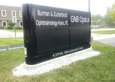 Burnan & Zuckerbrod GNB Optical Monument Ground Sign – Bloomfield Hills Michigan