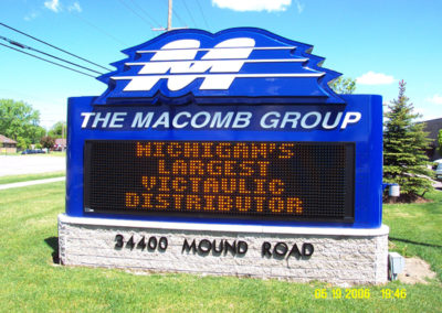 The Macomb Group LED Message Monument Dimensional Sign – Macomb Michigan