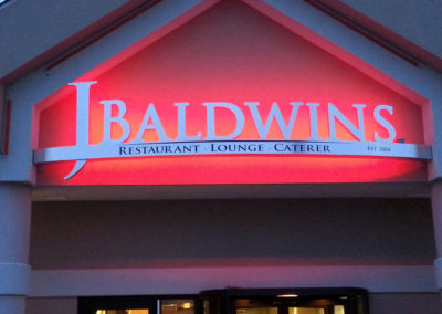 J Baldwins Reversed Channel Letter LED Backlit Wall Sign – Clinton Township Michigan
