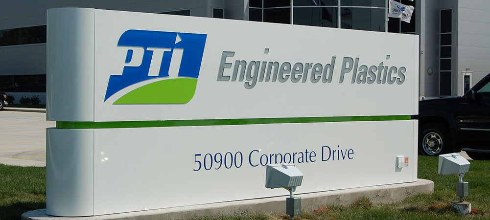 PTI Engineered Plastics Ground Sign with Push-Through Letters – Clinton Township Michigan