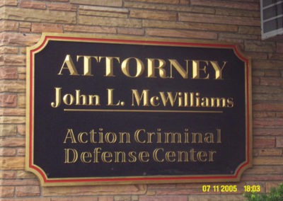 Attorney John McWilliams Carved HDU with Smalt Background Gold Leafed – Dearborn Michigan